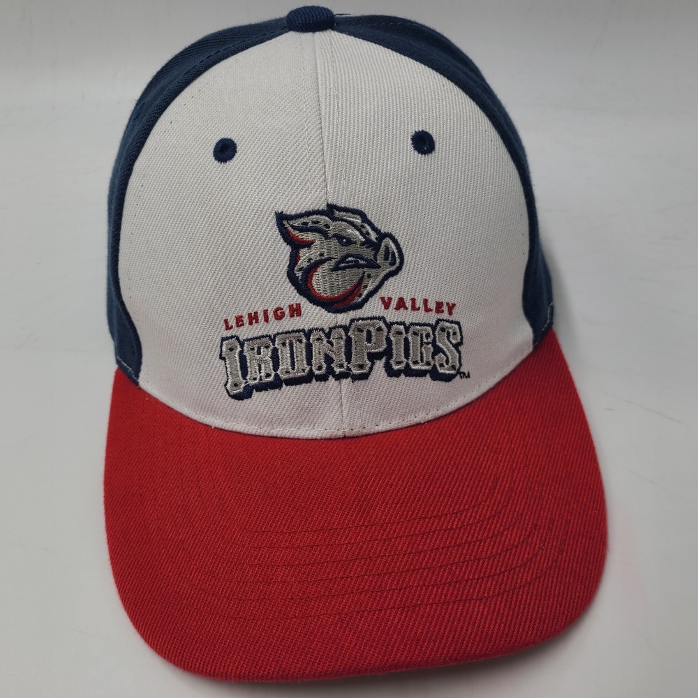 Lehigh Valley IronPigs Hat Adjustable White Blue Red MiLB Purina ALPO SGA Men